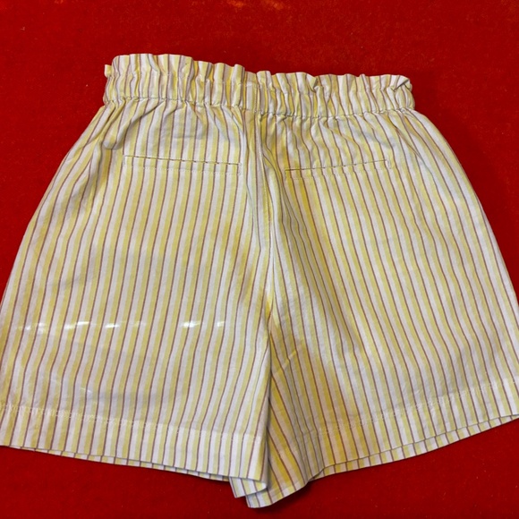 Uniqlo yellow striped cotton linen blend paper bag high rise shorts NWT - Picture 12 of 13